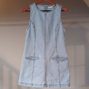 60s Style Light Blue Denim Sleeveless Pinafore Dress NWT